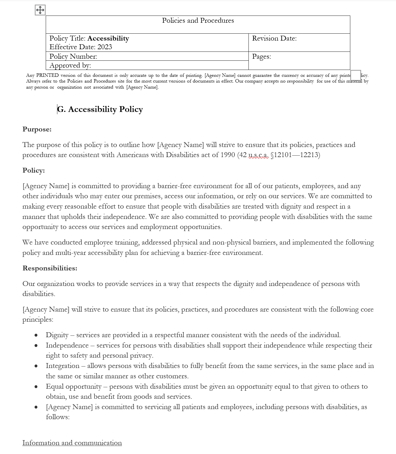 U.S Home Care Policy & Procedures (American Version)