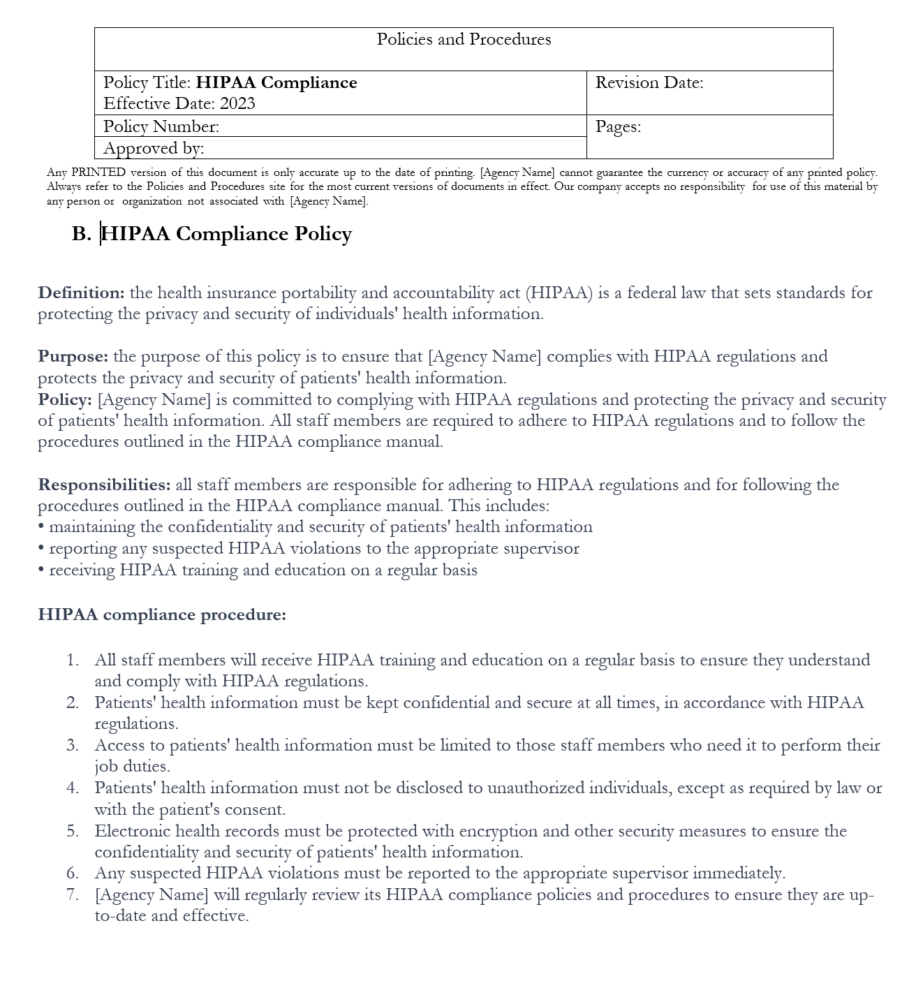 U.S Home Care Policy & Procedures (American Version)